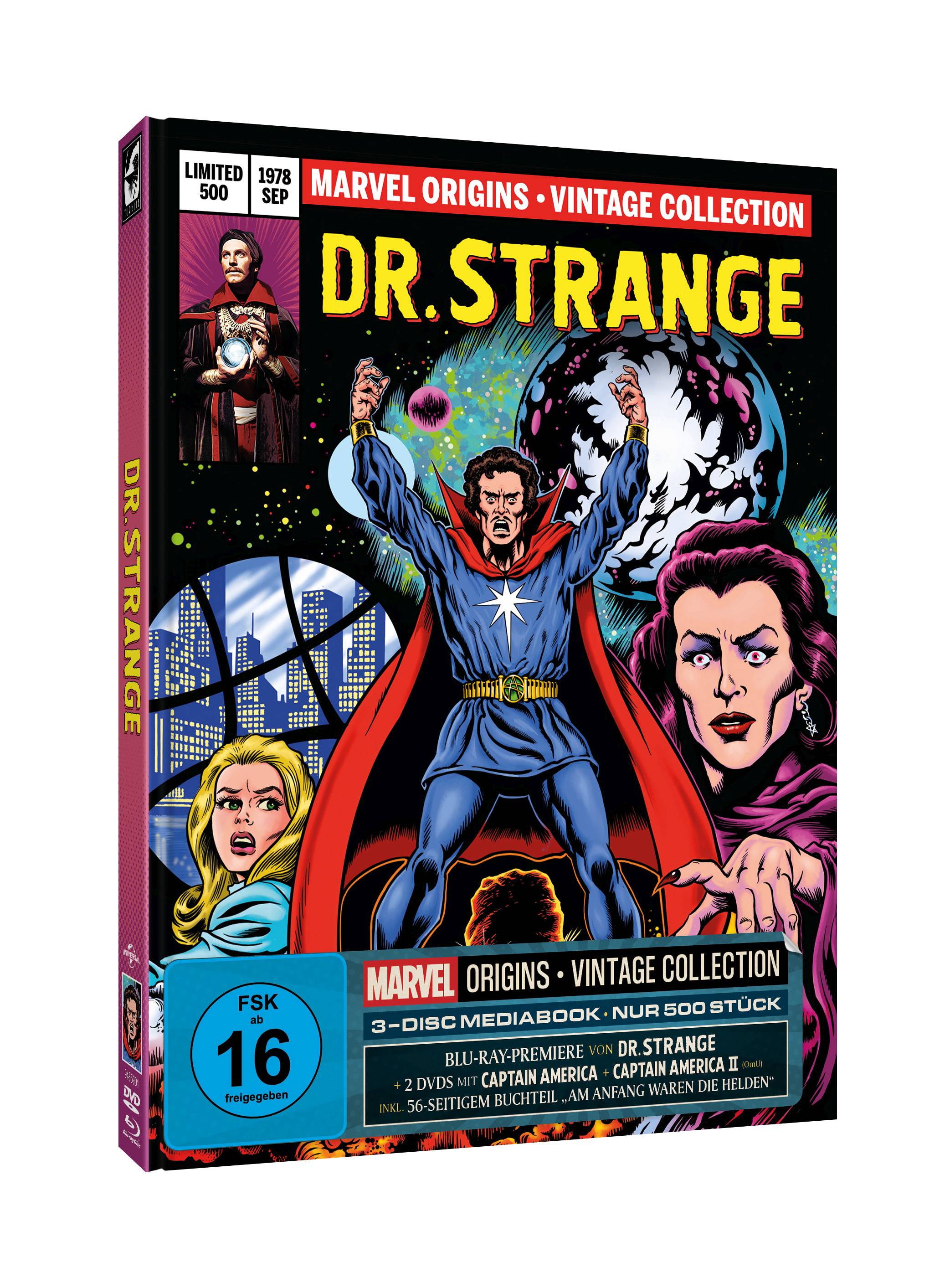 Marvel Origins | Dr. Strange + Captain America I+II | Mediabook (BD + 2x DVD) Cover A - 500 Stück