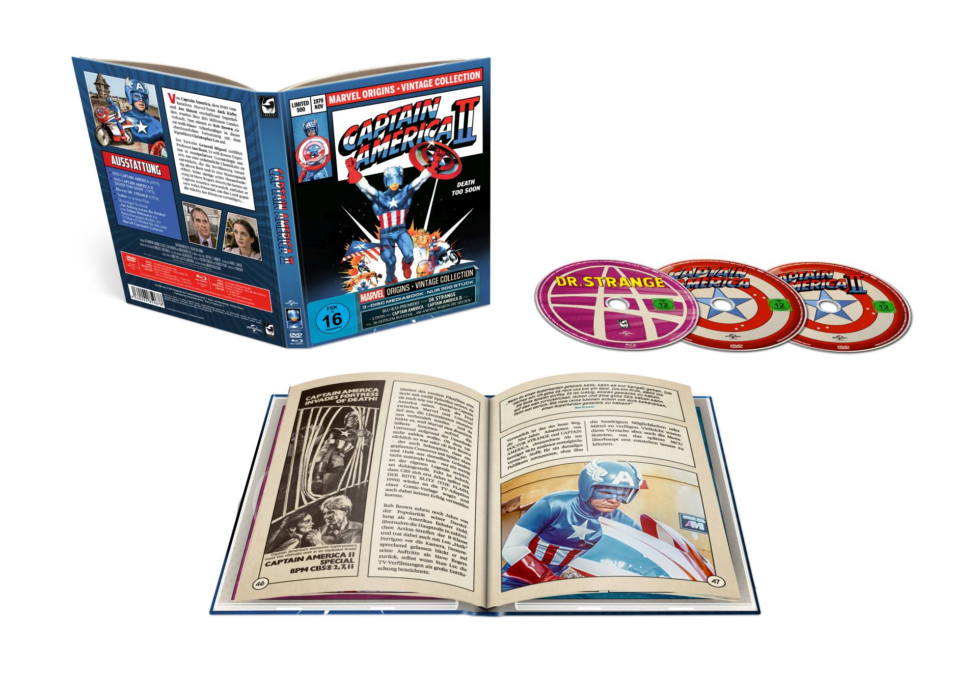 Marvel Origins | Captain America I+II + Dr. Strange | Mediabook (BD + 2x DVD) Cover C - 500 Stück